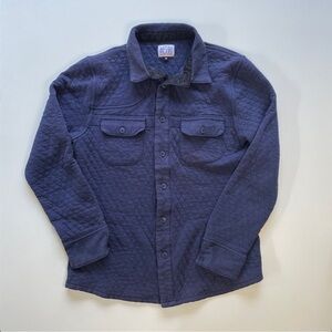 VIVESHIRT Quilted Button Up Long Sleeve Shirt Mens Medium‎ Blue Shacket Thick